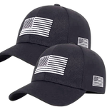 2 pack of Black Baseball Cap With USA Flag