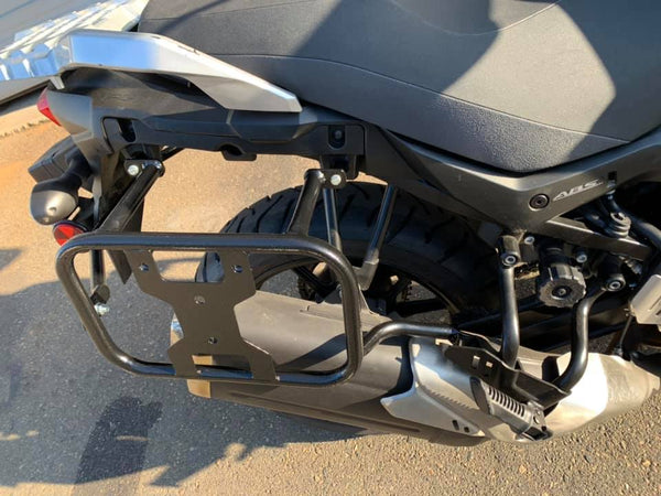 SUZUKI V-Strom 650 Pannier Racks (XT/DE) with Exhaust Cutout SUZUKI V-Strom 650 Pannier Racks (XT/DE) with Exhaust Cutout