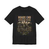 Roads End Motorcycle Tee — "Adventure Begins" KLR650 Rider Shirt