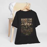 Roads End Motorcycle Tee — "Adventure Begins" KLR650 Rider Shirt