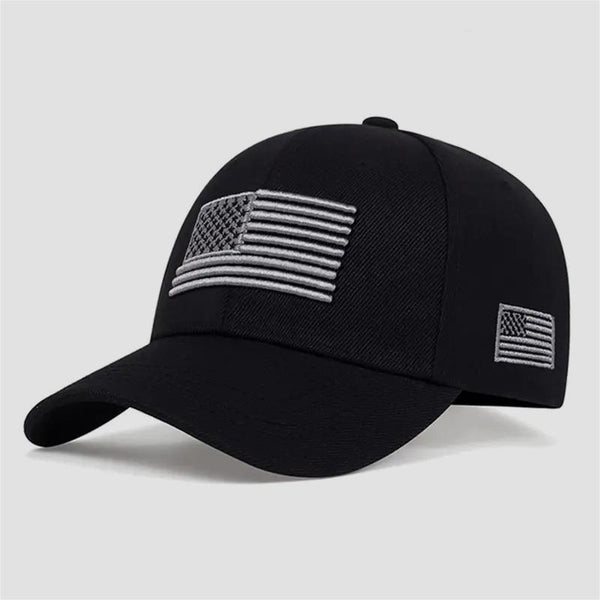 Black Baseball Cap With USA Flag